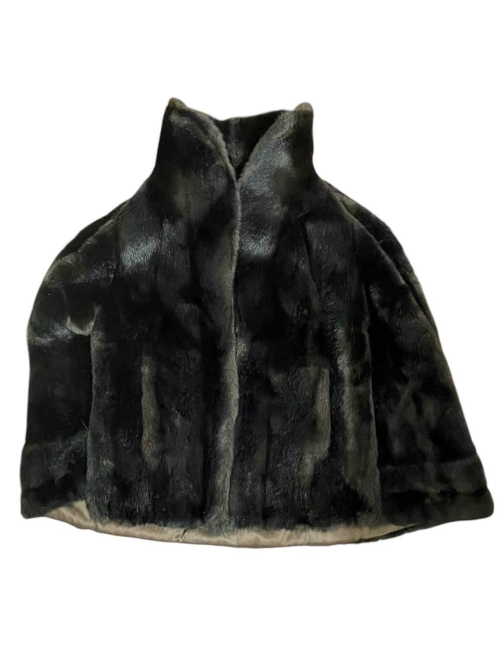Vintage Faux Fur Cape Poncho Wrap Coat One Size
